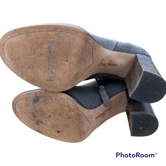 Sam Edelman Reyes Crocodile Heeled Short Boots Gray Women's Size 7 - Picture 4 of 6